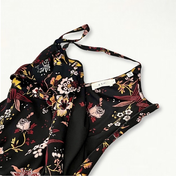 A.L.C. Zaydena Ruffle Floral Silk Maxi Dress Size 4 Spaghetti Strap - Picture 11 of 13